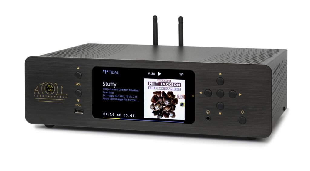 Atoll MS 120 Netzwerkplayer front schwarz mit Display TIDAL